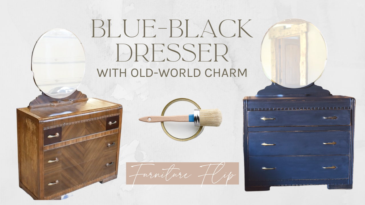 Blue-Black Dresser with Old-World Charm