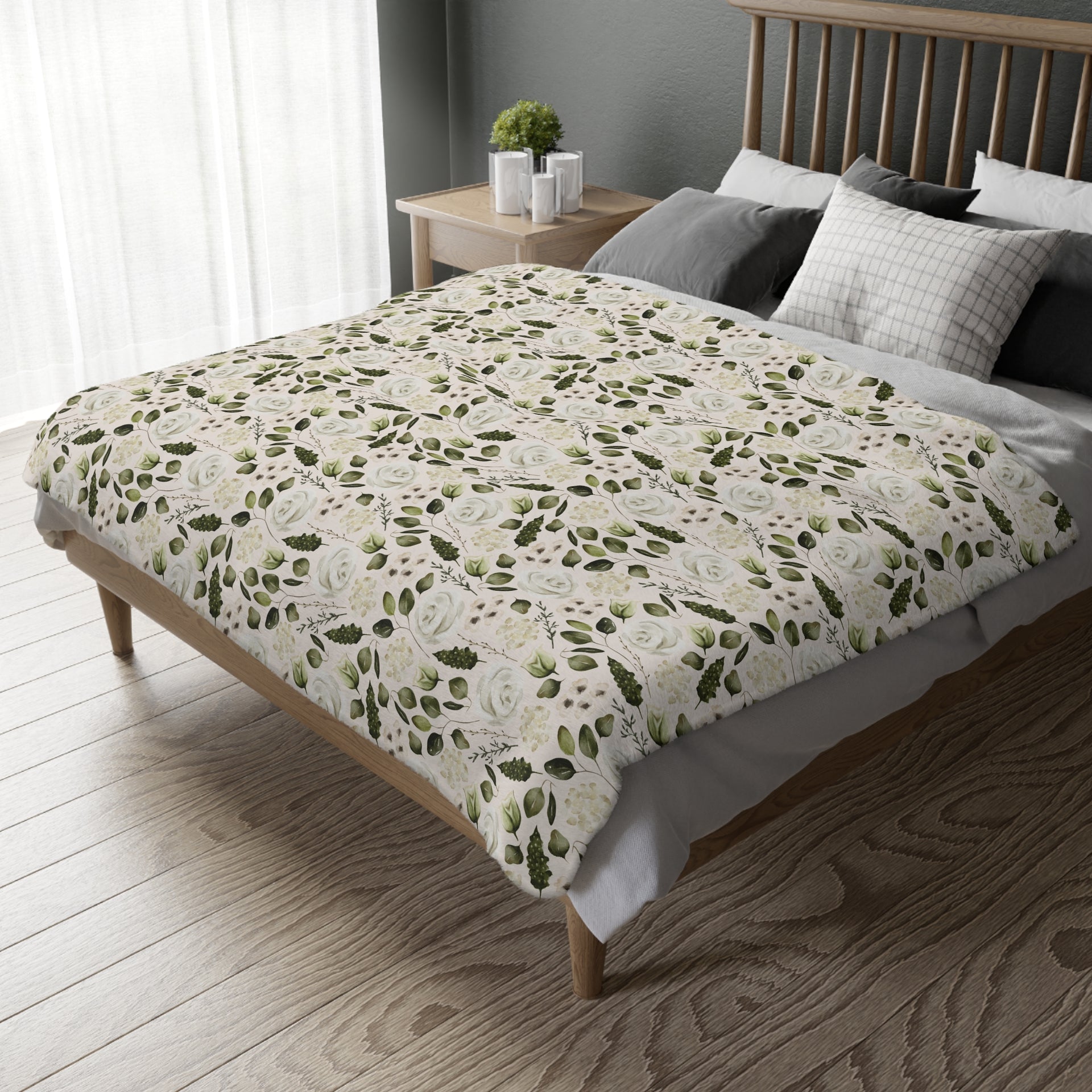 Woodland Fog Floral | Reversible Throw Blanket