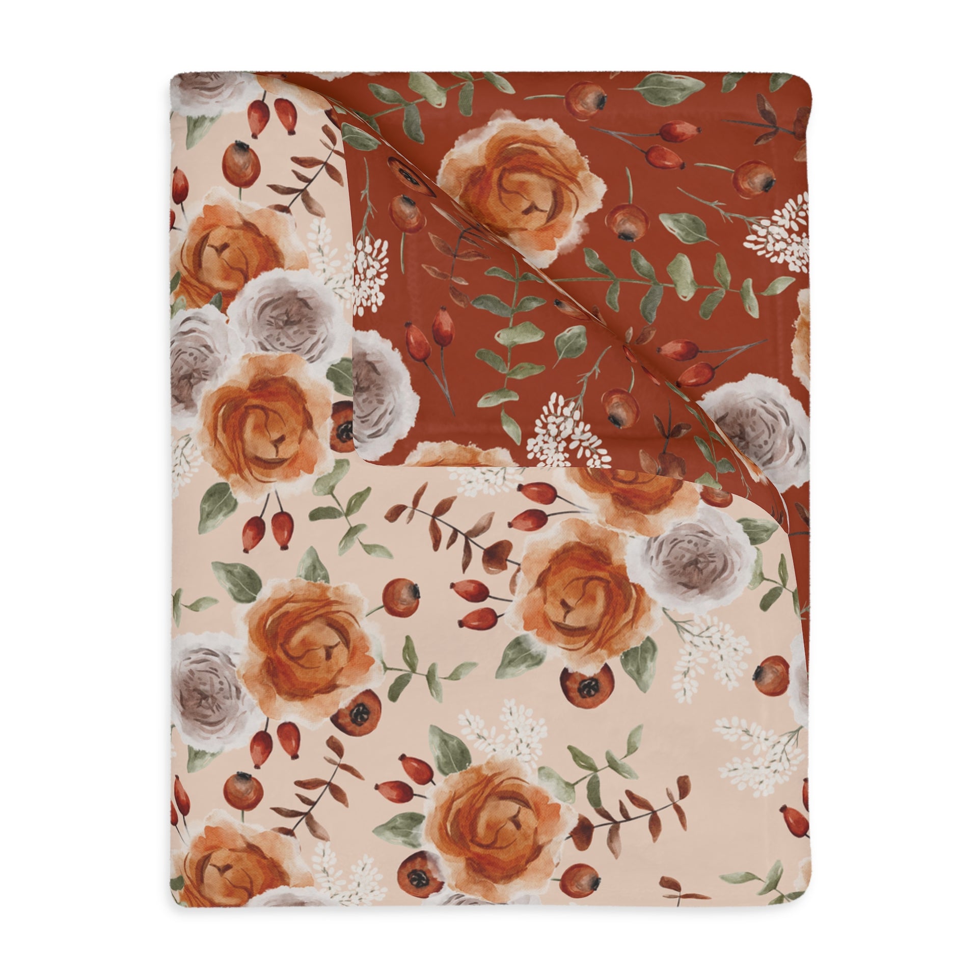 Rusted Oakwood Floral | Reversible Throw Blanket