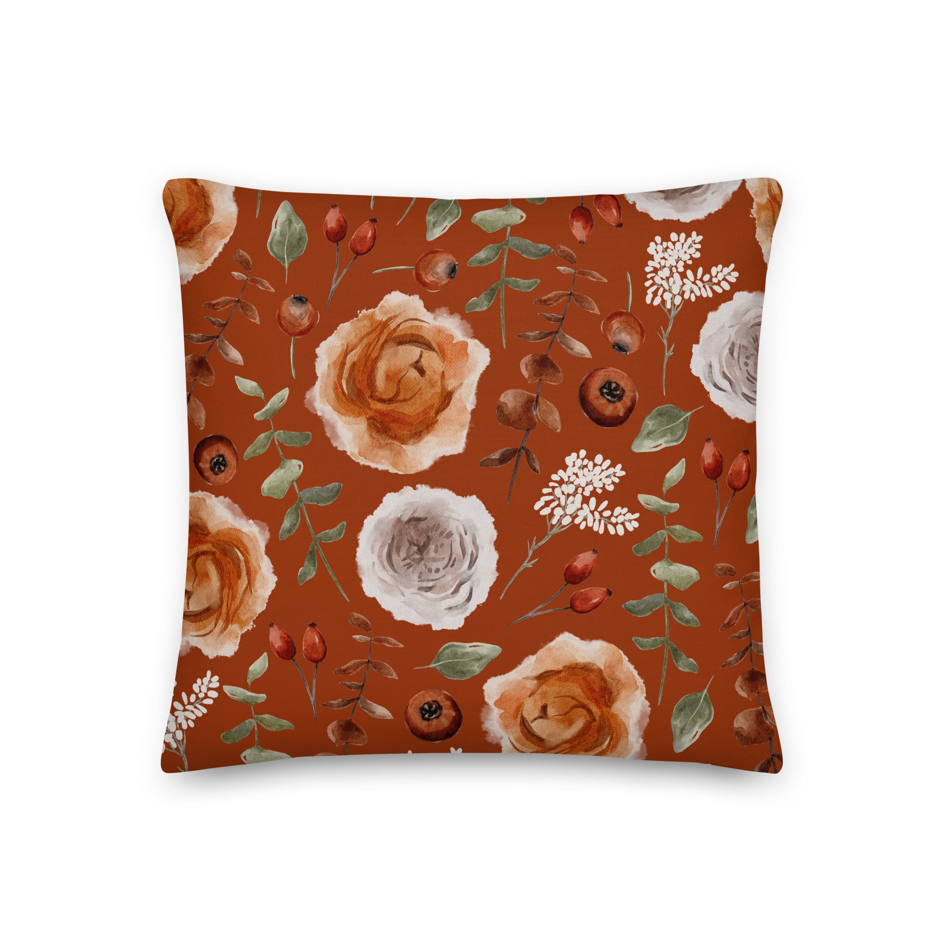 Rusted Oakwood Floral | Reversible Throw Pillow