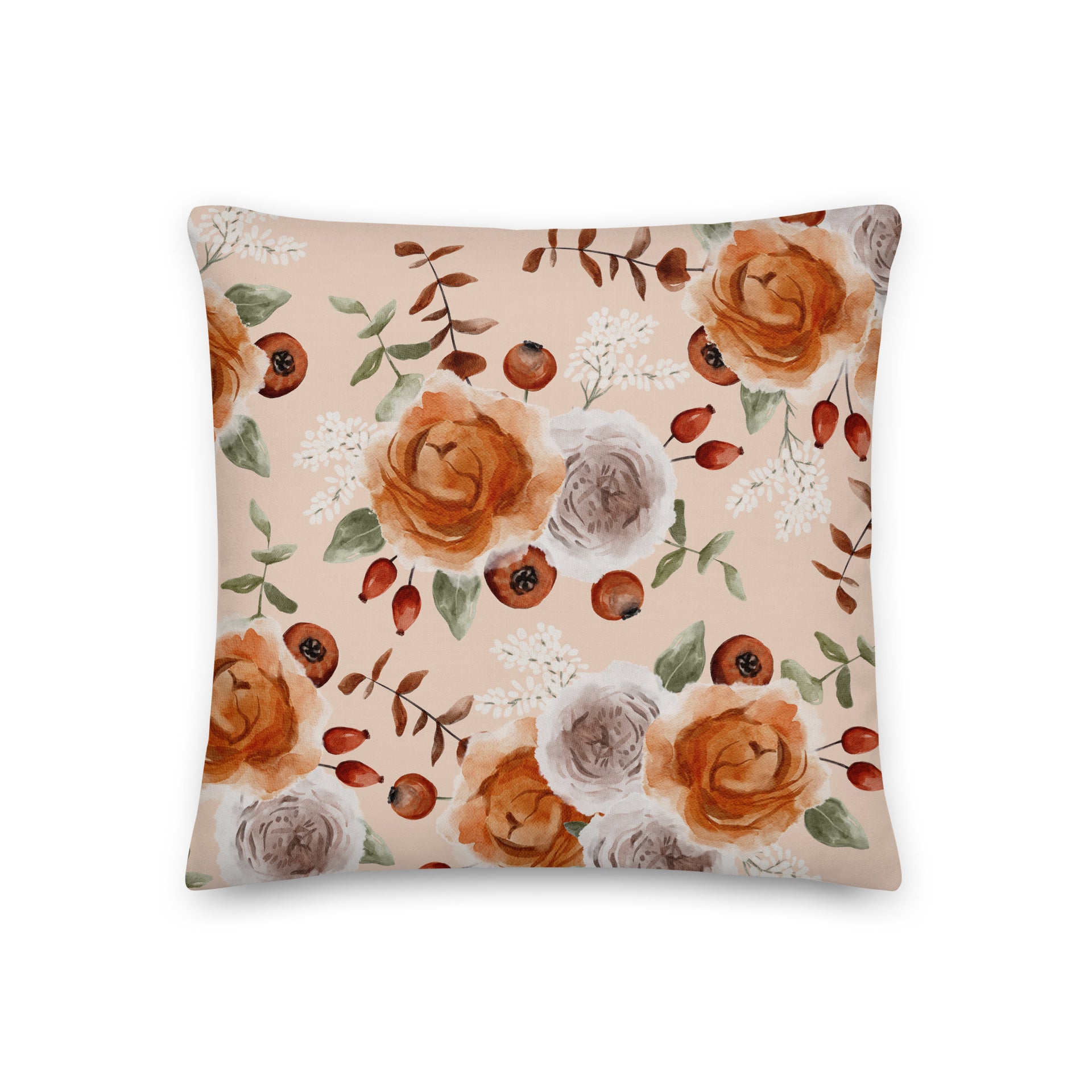 Rusted Oakwood Floral | Reversible Throw Pillow