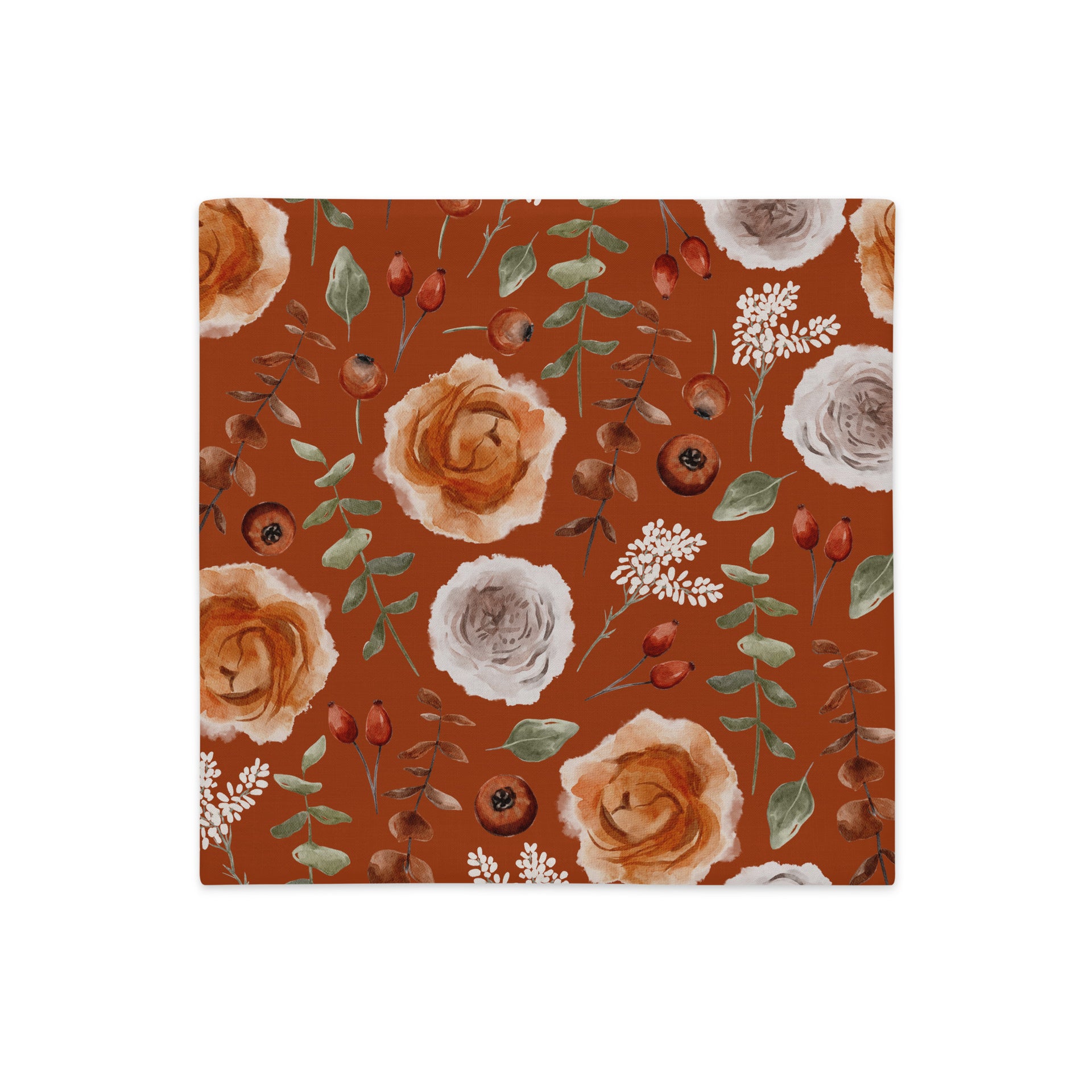 Rusted Oakwood Floral | Reversible Throw Pillow Cover